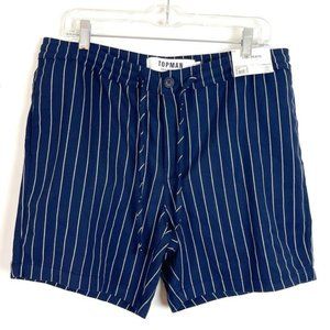 Topman Men's Blue Striped Shorts Size 36
